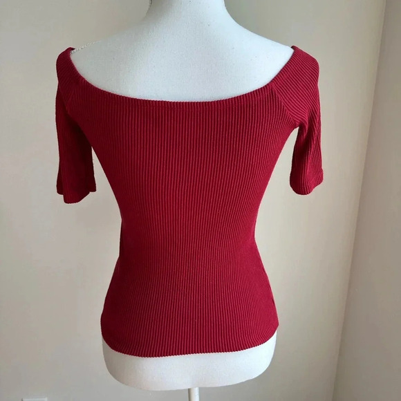 Red Asos Off-The-Shoulder Top Sz 6 - Picture 3 of 5